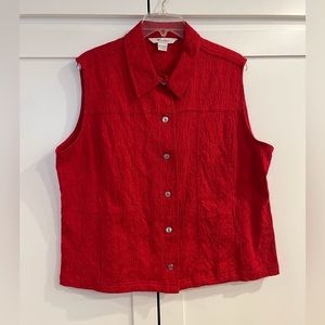EUC TanJay bright red jacquard fabric vest.